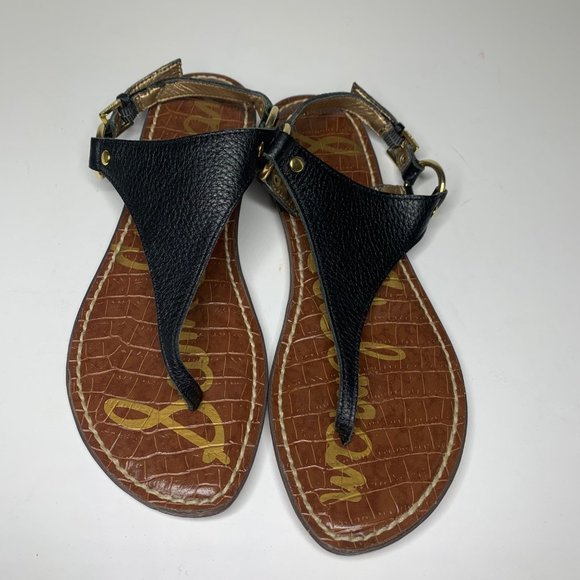 Sam Edelman Shoes - Sam Edelman Black Leather Thong Sandal Size 6